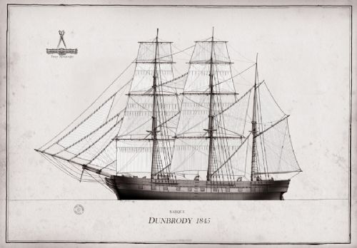 1845 Barque Dunbrody pen ink study